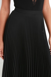 Black Skirt - Maxi Skirt - Pleated Skirt - High-Waisted Skirt - $65.00
