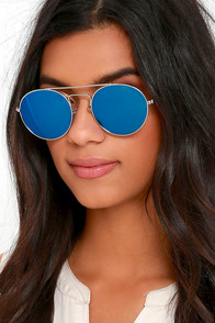 One for the Books Silver and Blue Sunglasses at Lulus.com!