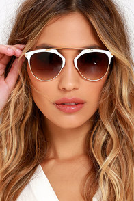 All of My Days Gold and White Sunglasses at Lulus.com!
