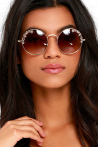 Over in a Lily Bit Gold Sunglasses at Lulus.com!