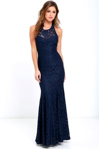 Live Forever Navy Blue Lace Maxi Dress at Lulus.com!