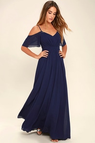 Beautiful Navy Blue Dress - Maxi Dress - Homecoming Dress - $68.00