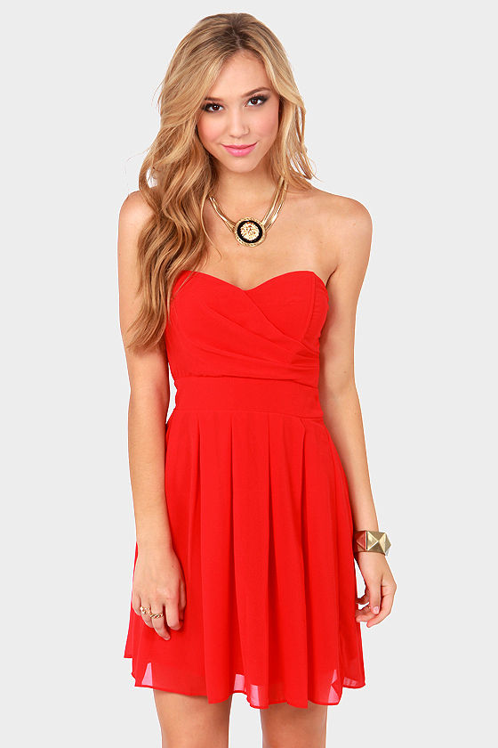 TFNC Elida Dress - Strapless Dress - Red Dress - $75.00