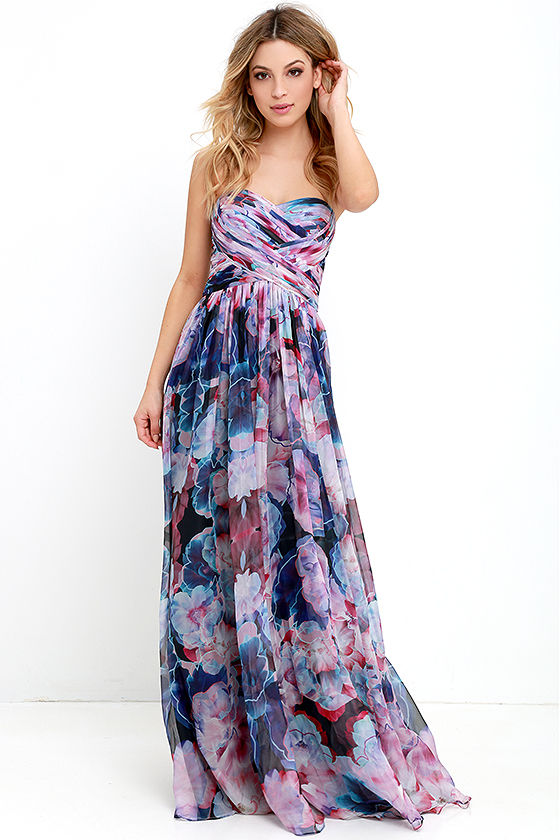 Pretty Purple Dress - Floral Print Dress - Maxi Dress - $268.00