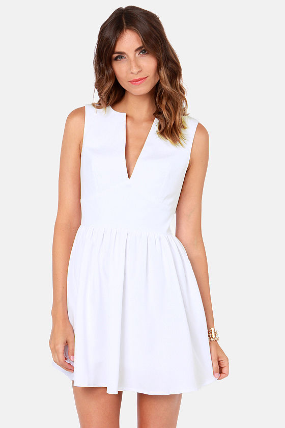 Cute White Dress - Skater Dress - Sleeveless Dress - $47.00