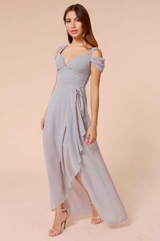 Pretty Grey Dress - Maxi Dress - Formal Dress - $65.00