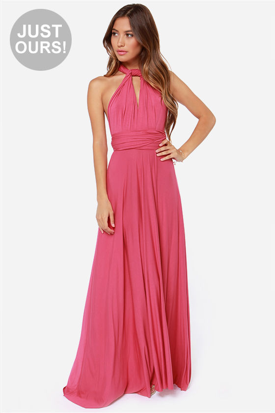 Awesome Rose Pink Dress - Maxi Dress - Wrap Dress - $78.00