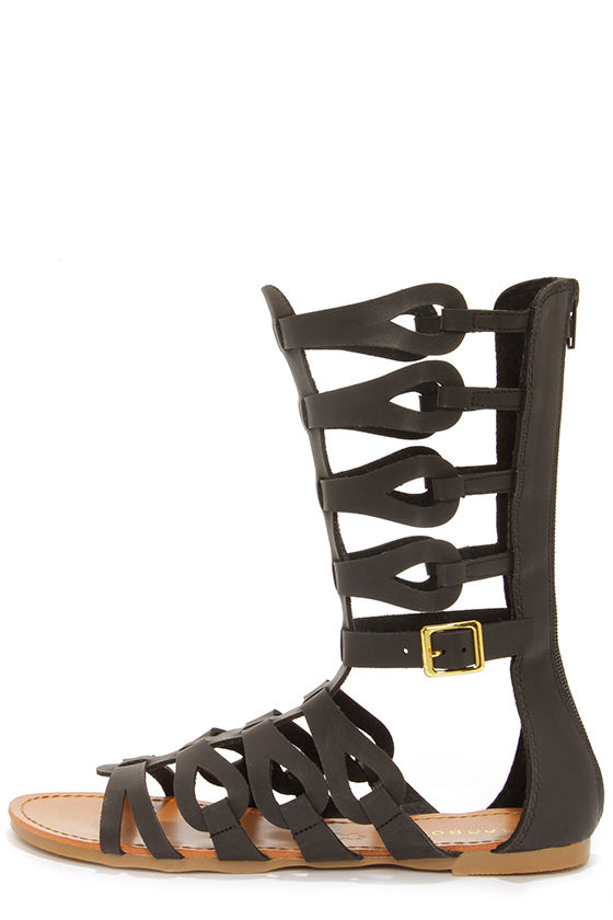 Cute Black Sandals - Tall Gladiator Sandals - 34.00