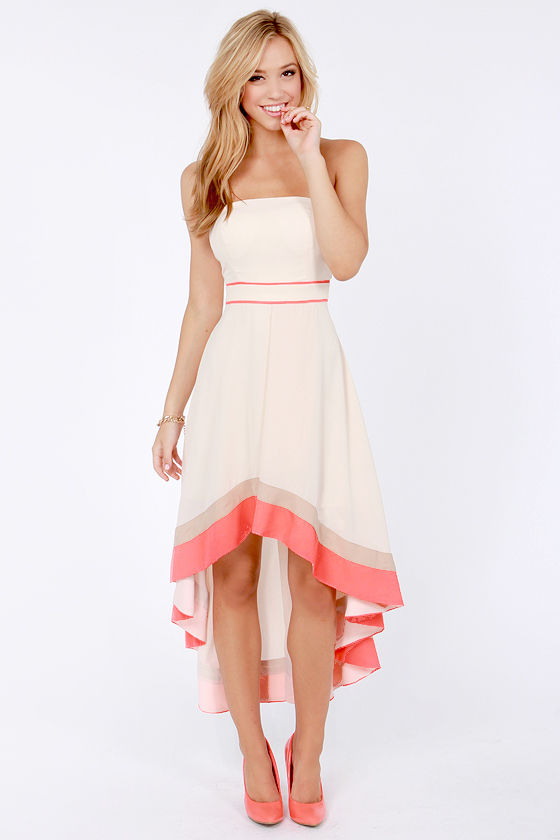 Gorgeous Cream Dress - Strapless Dress - Color Block Dress - $81.00