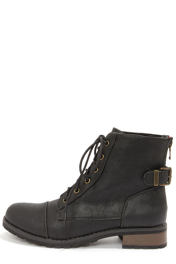 Cute Black Boots - Lace-Up Boots - Ankle Boots - $39.00
