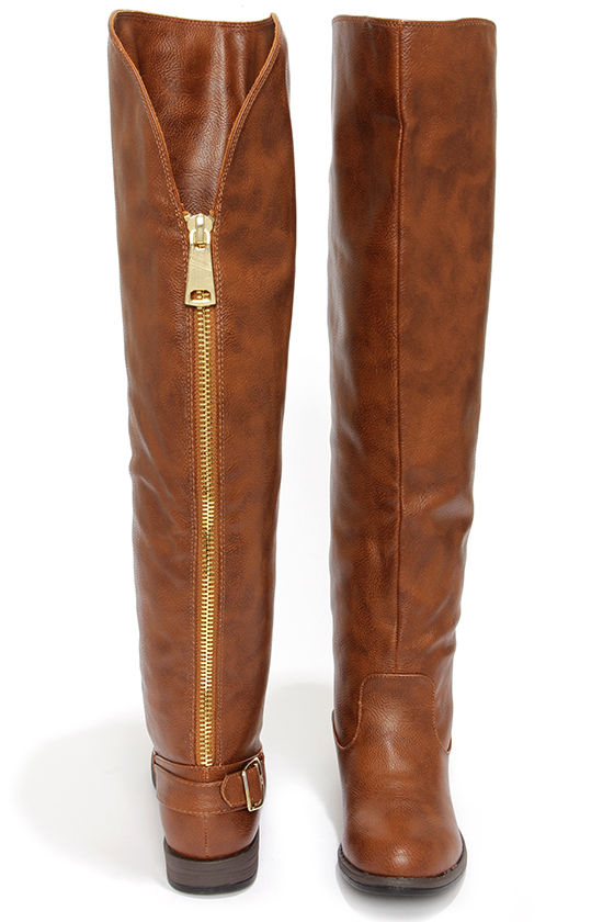 Brown Flat Over The Knee Boots - Yu Boots