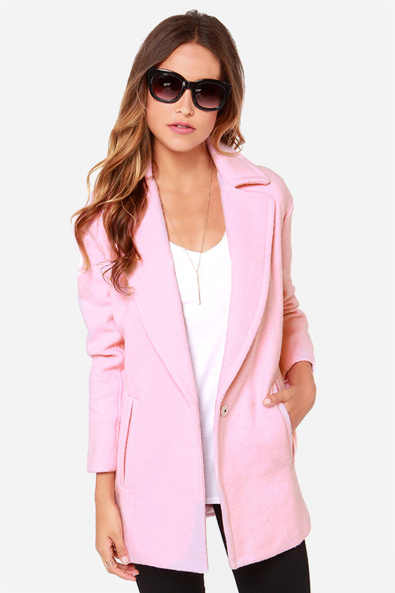 JOA Pink Coat - Oversized Coat - Wool Coat - $113.00