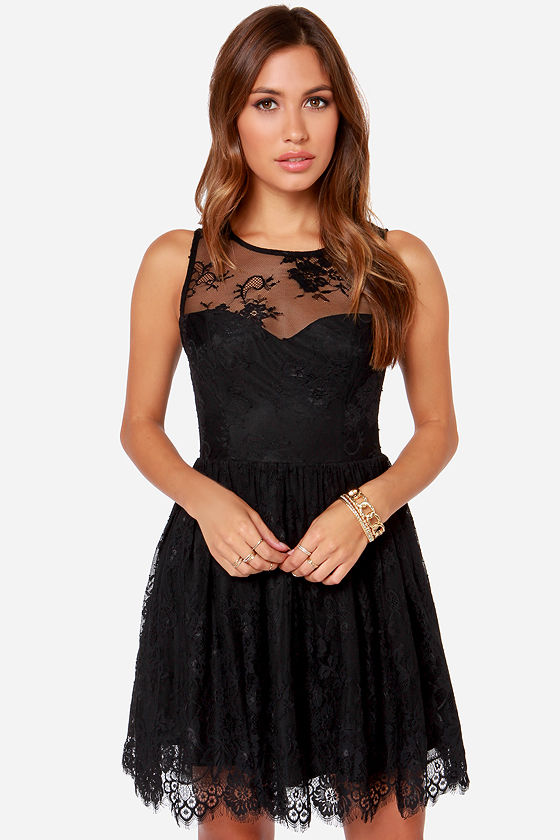 Little Black Dress - Lace Dress - Sleeveless Dress - $83.00
