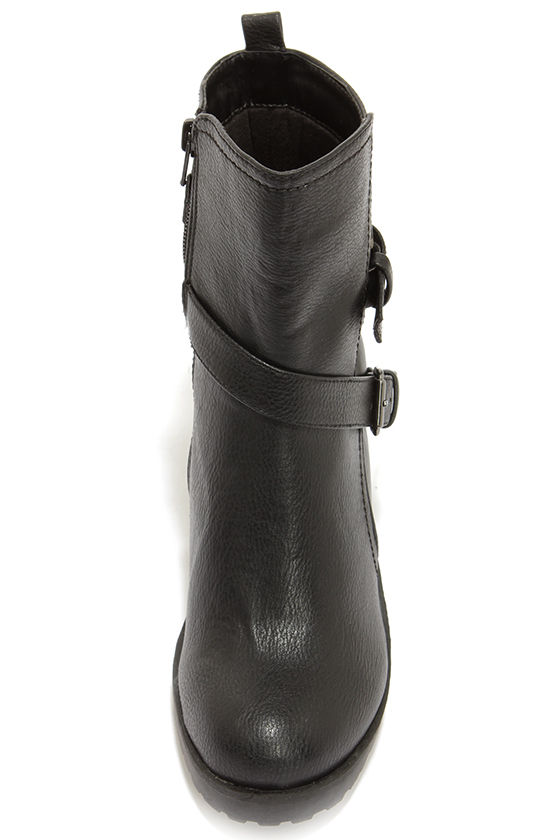 Cool Black Boots - Ankle Boots - Mid Calf Boots - Buckle Boots - $37.00