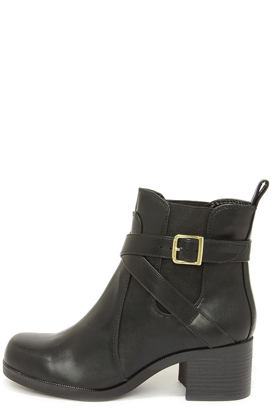 Cool Black Boots - Ankle Boots - Buckle Boots - $32.00