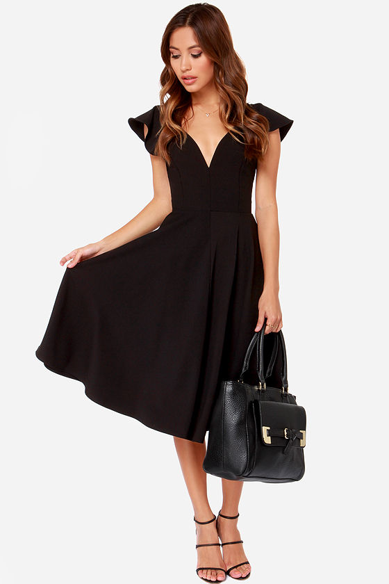 Cute Black Dress - Midi Dress - Modest Dress - $45.00