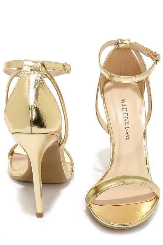 Cute Gold Heels - Ankle Strap Heels - $22.00