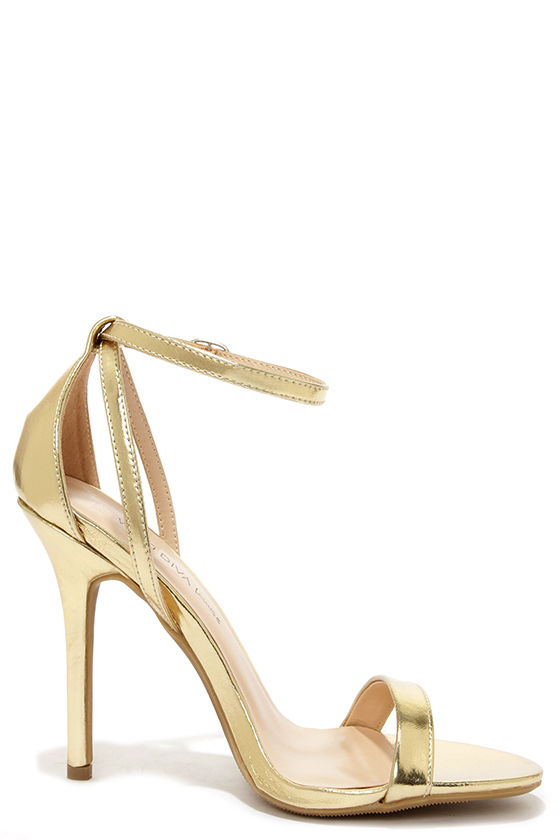 Cute Gold Heels - Ankle Strap Heels - $22.00