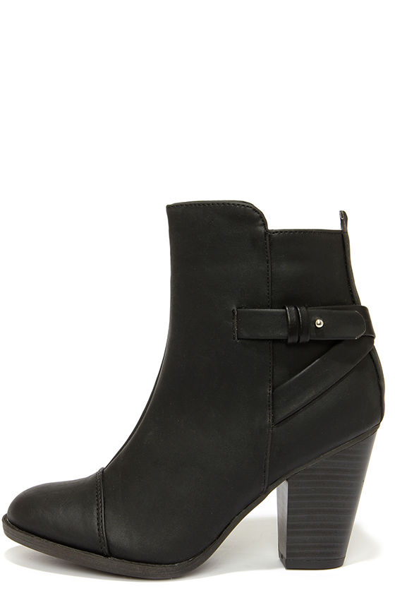 Cute Black Boots - High Heel Boots - Ankle Boots - $38.00