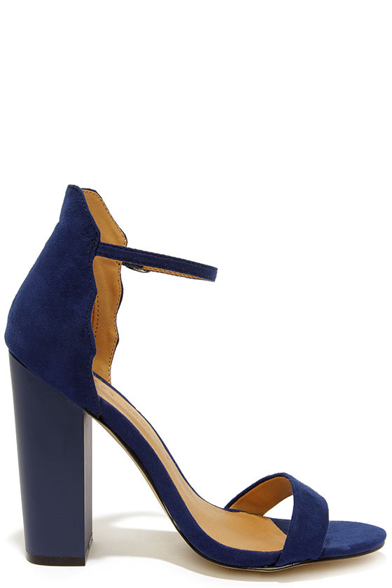 Cute Navy Blue Heels - Ankle Strap Heels - Dress Sandals - $79.00