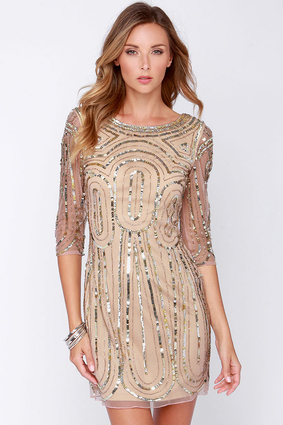 Gorgeous Blush Dress - Sequin Dress - Holiday Dress - $225.00