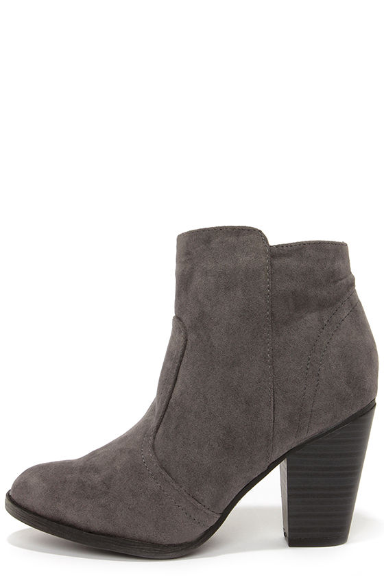 Cute Grey Boots - Suede Boots - Ankle Boots - Booties - $34.00