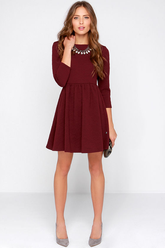 Diller Dress - Burgundy Dress - Long Sleeve Dress - $79.00