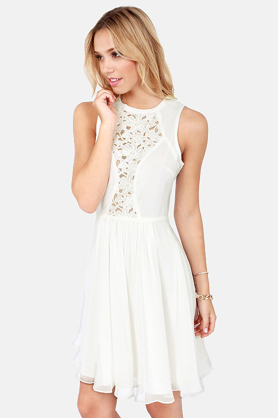 Lumier Dress - Ivory Dress - Sleeveless Dress - $96.00