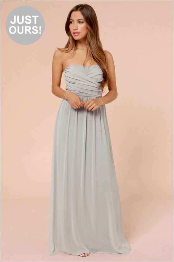 Lovely Light Grey Dress - Strapless Dress - Maxi Dress - $71.00