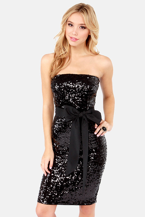 Blaque Label Dress - Black Dress - Sequin Dress - Strapless Dress ...