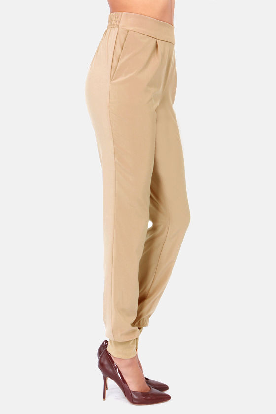 Cute Taupe Pants - Harem Pants - Slouch Pants - $37.00