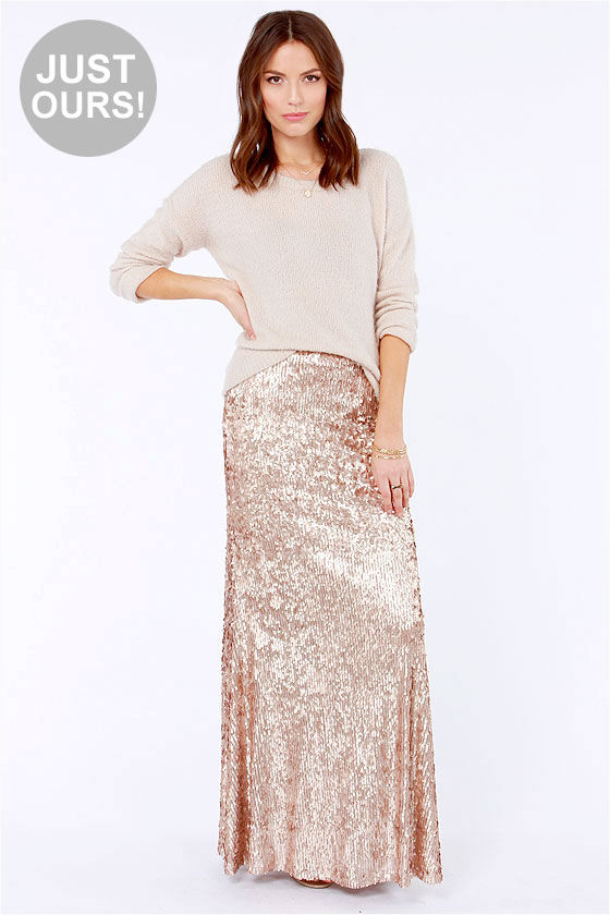 Pretty Gold Skirt - Sequin Skirt - Maxi Skirt - $95.00