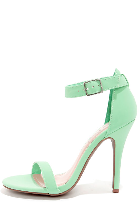 Cute Mint Green Shoes - Single Strap Heels - Ankle Strap Heels ...
