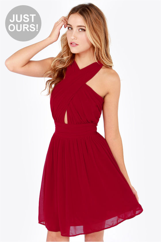 Sexy Red Dress - Halter Dress - Chiffon Dress - $47.00