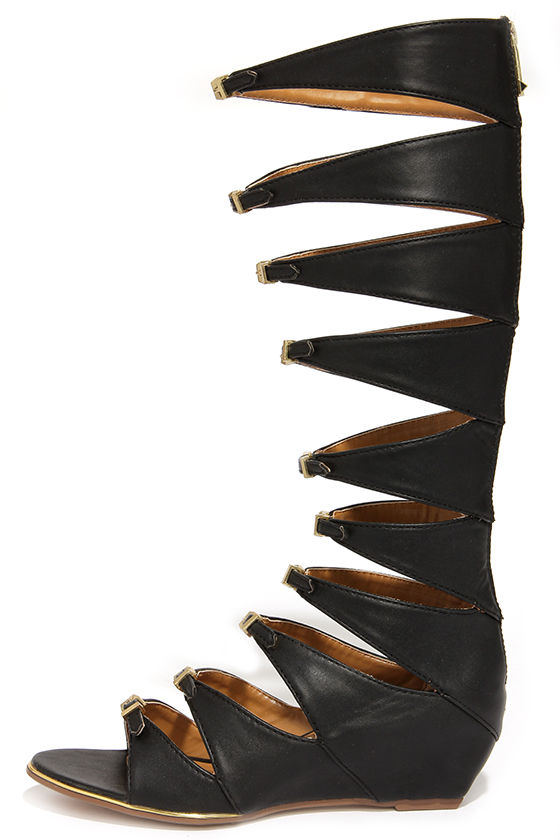 Cute Black Sandals - Tall Sandals - Gladiator Sandals - 129.00