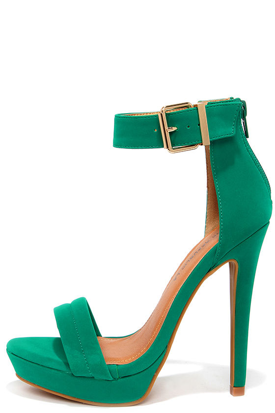 Pretty Jade Green Heels - Ankle Strap Heels - Dress Sandals - $36.00