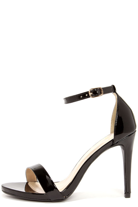 Cute Black Heels - Ankle Strap Heels - Single Strap Heels - $24.00