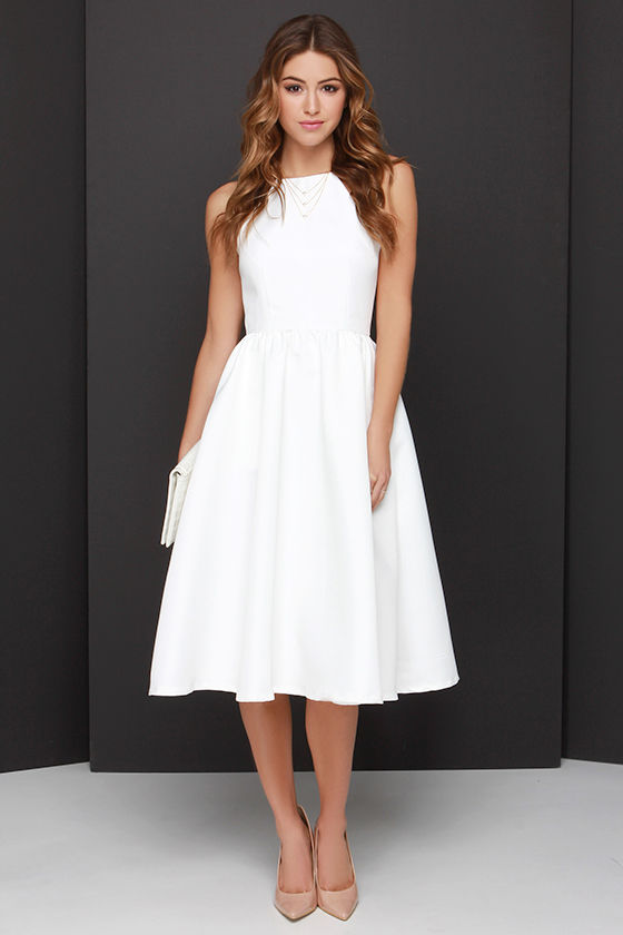Pretty Ivory Dress - Midi Dress - Backless Dress - $58.00