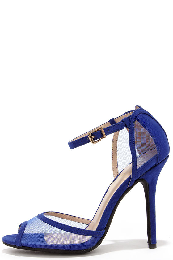 Cobalt Blue Heels - Peep Toe Heels - Blue Shoes - $25.00