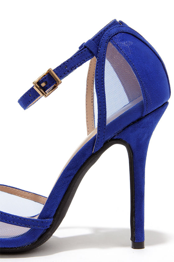 Cobalt Blue Heels - Peep Toe Heels - Blue Shoes - $25.00