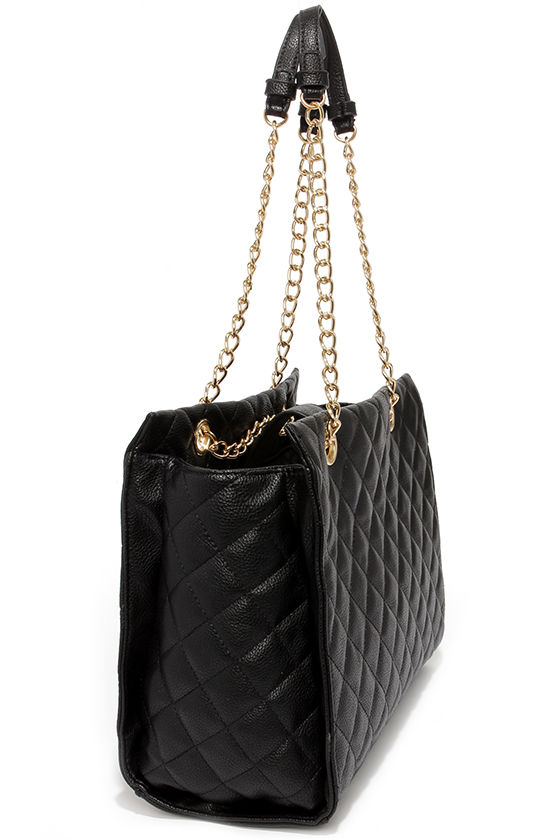 Quilt-y as Charged Black Quilted Handbag at Lulus!