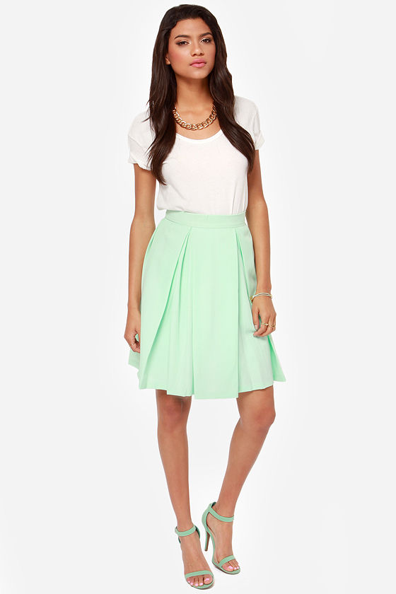 Pretty Mint Skirt - Midi Skirt - High Waisted Skirt - $40.00