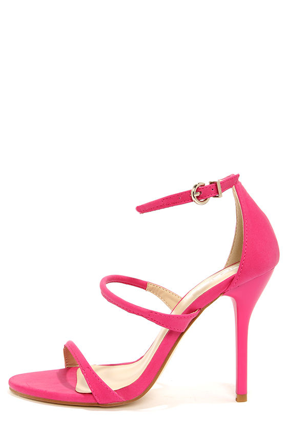 Sexy Pink Heels - Ankle Strap Heels - Single Sole Heels - $72.00