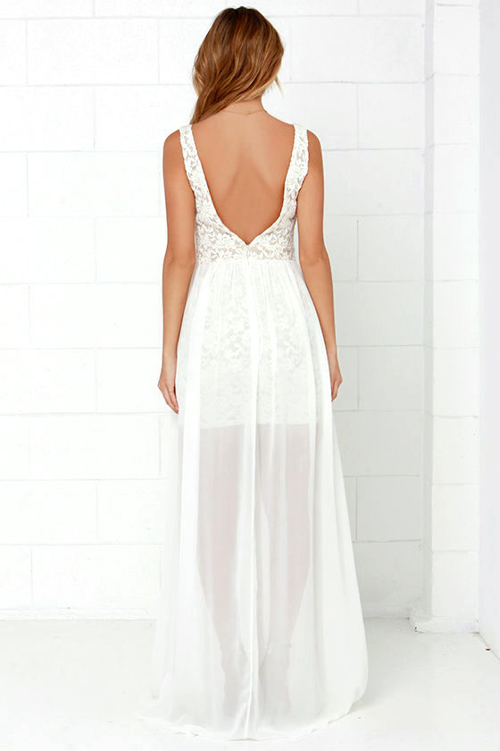 Lovely Off White Maxi Dress - Lace Maxi Dress - $77.00