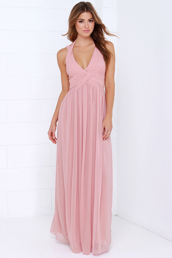 Maxi Dress - Backless Dress - Dusty Pink Dress - $88.00