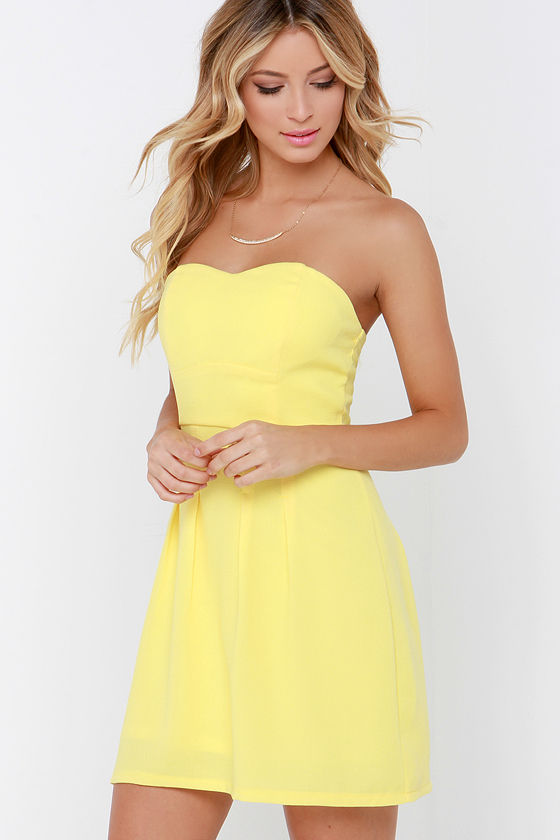 Yellow Dress - Strapless Dress - $39.00