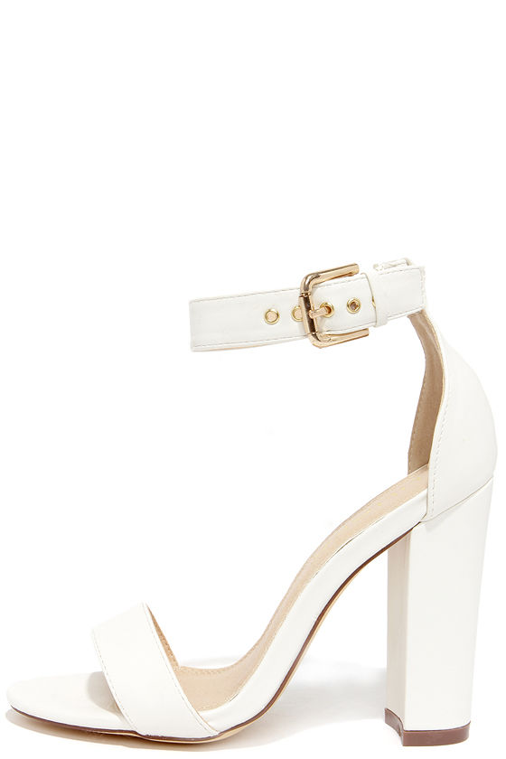 Galleria White Ankle Strap Heels at Lulus.com!