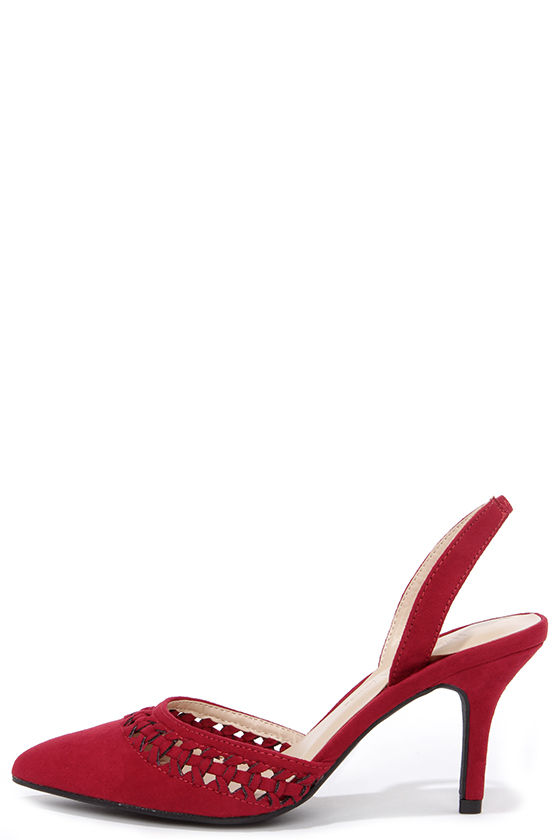 Cute Red Heels - Slingback Heels - Kitten Heels - $25.00