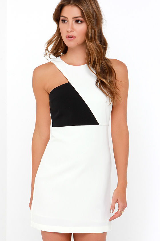 Notched What It Seems Black and Ivory Dress