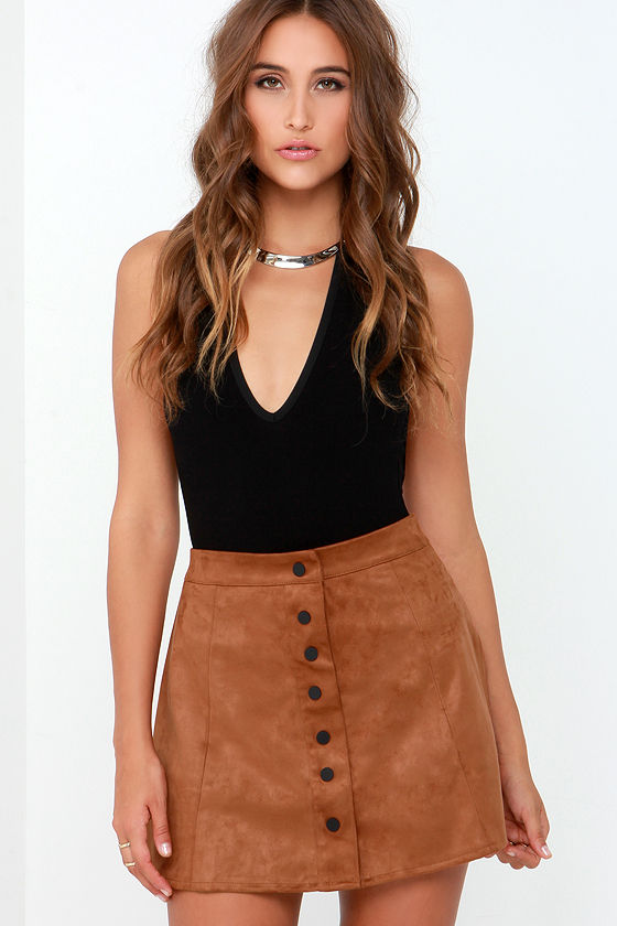 Cute Suede Skirt - Tan Skirt - A-Line Skirt - $57.00